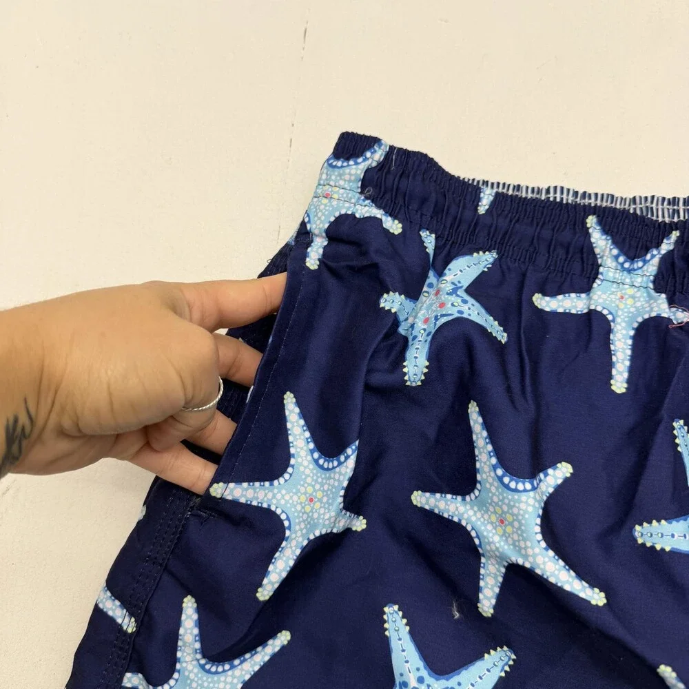 Spicy Tuna Swim Shorts Mens XL Blue Starfish Print Mesh Lined Drawstring UPF 50+